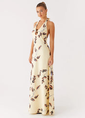 Elvina Halter Neck Maxi Dress - Buttercream Bliss