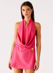 Halia Cowl Mini Dress - Watermelon