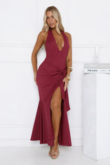 Pretty In Motion Halter Maxi Burgundy
