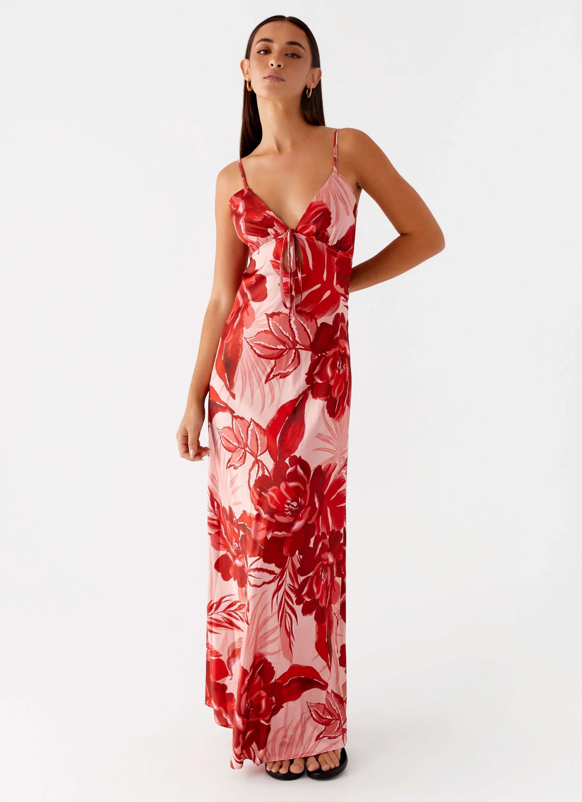 Flora Satin Maxi Dress - Sicily Sunsets Print