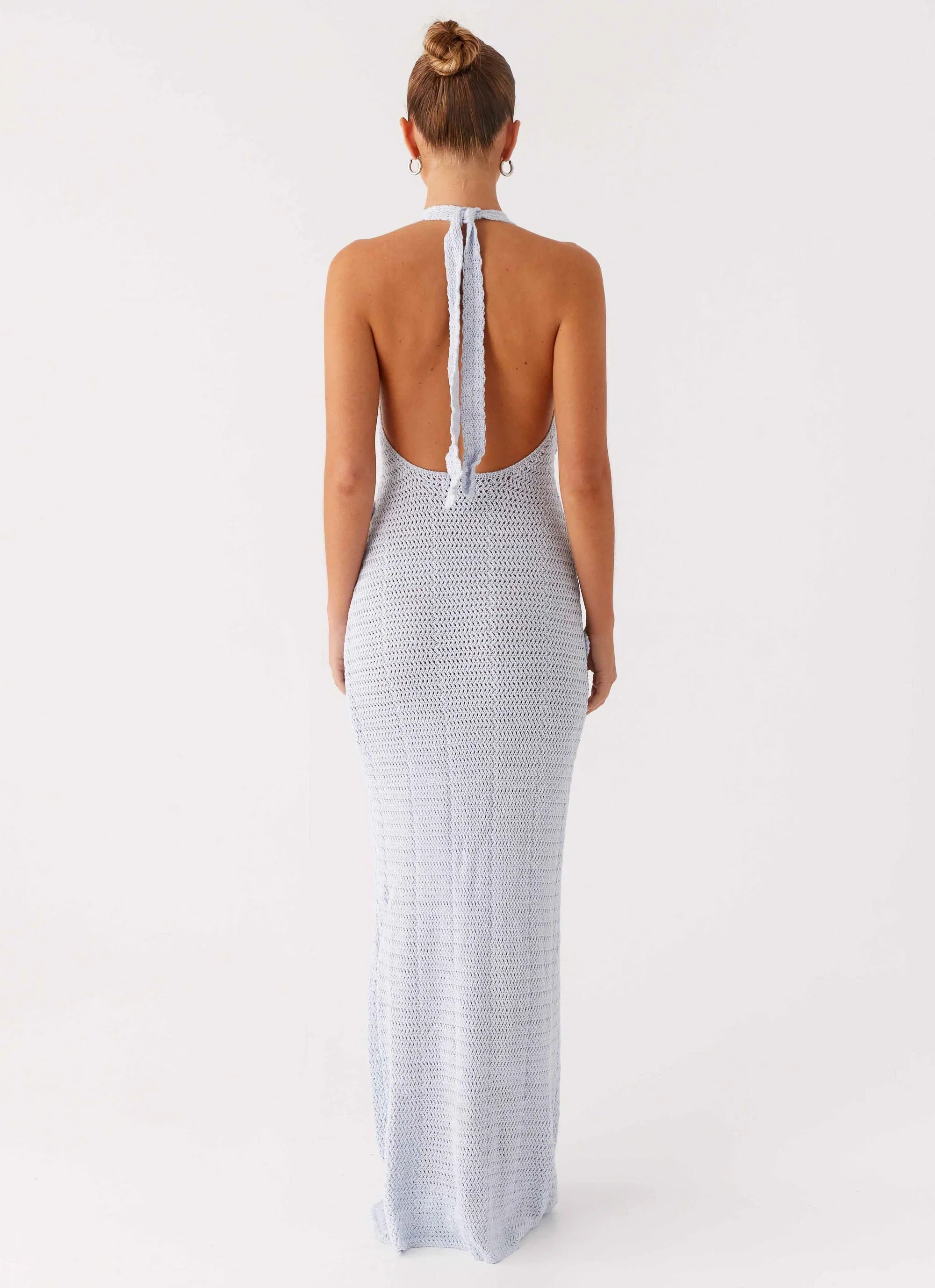 Novalee Flower Crochet Maxi Dress - Blue