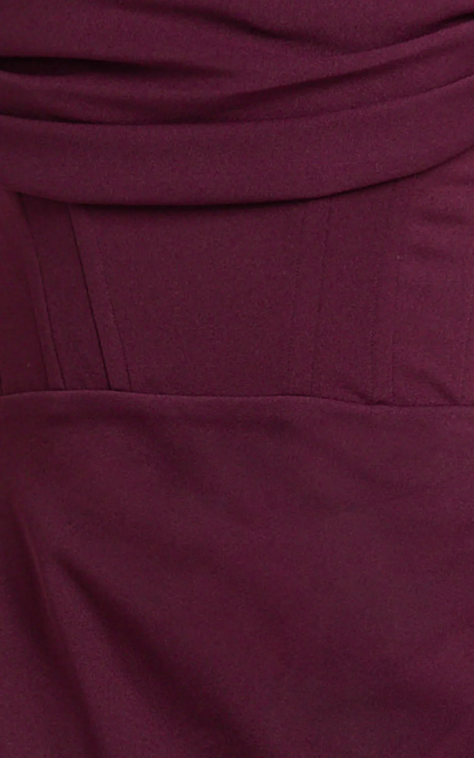 Marcel Maxi Dress - Off Shoulder Corset High Split Dress in Wine