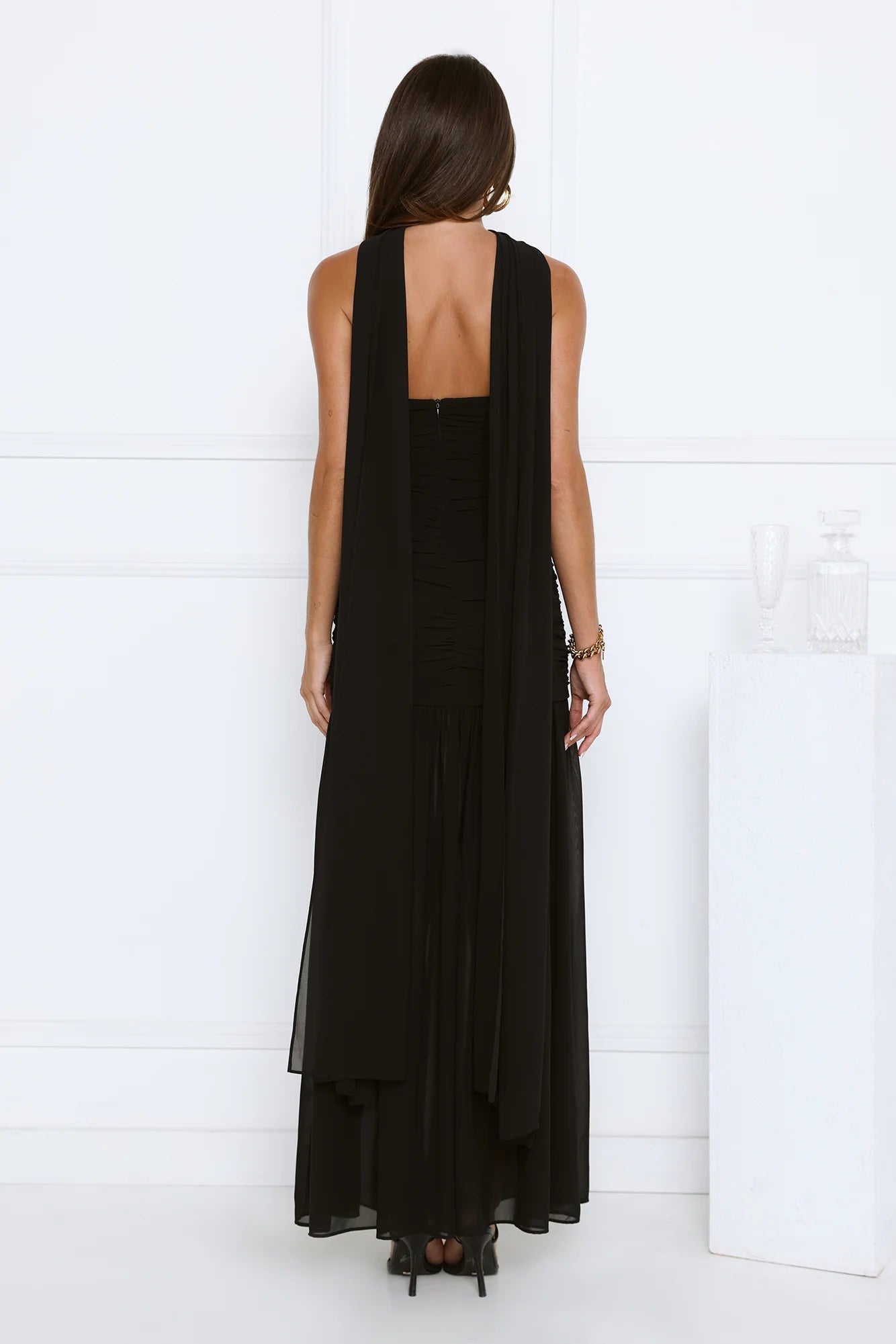 Soirée Glow Strapless Maxi Dress Black