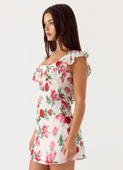 Malina Mini Dress - Ivory Bloom