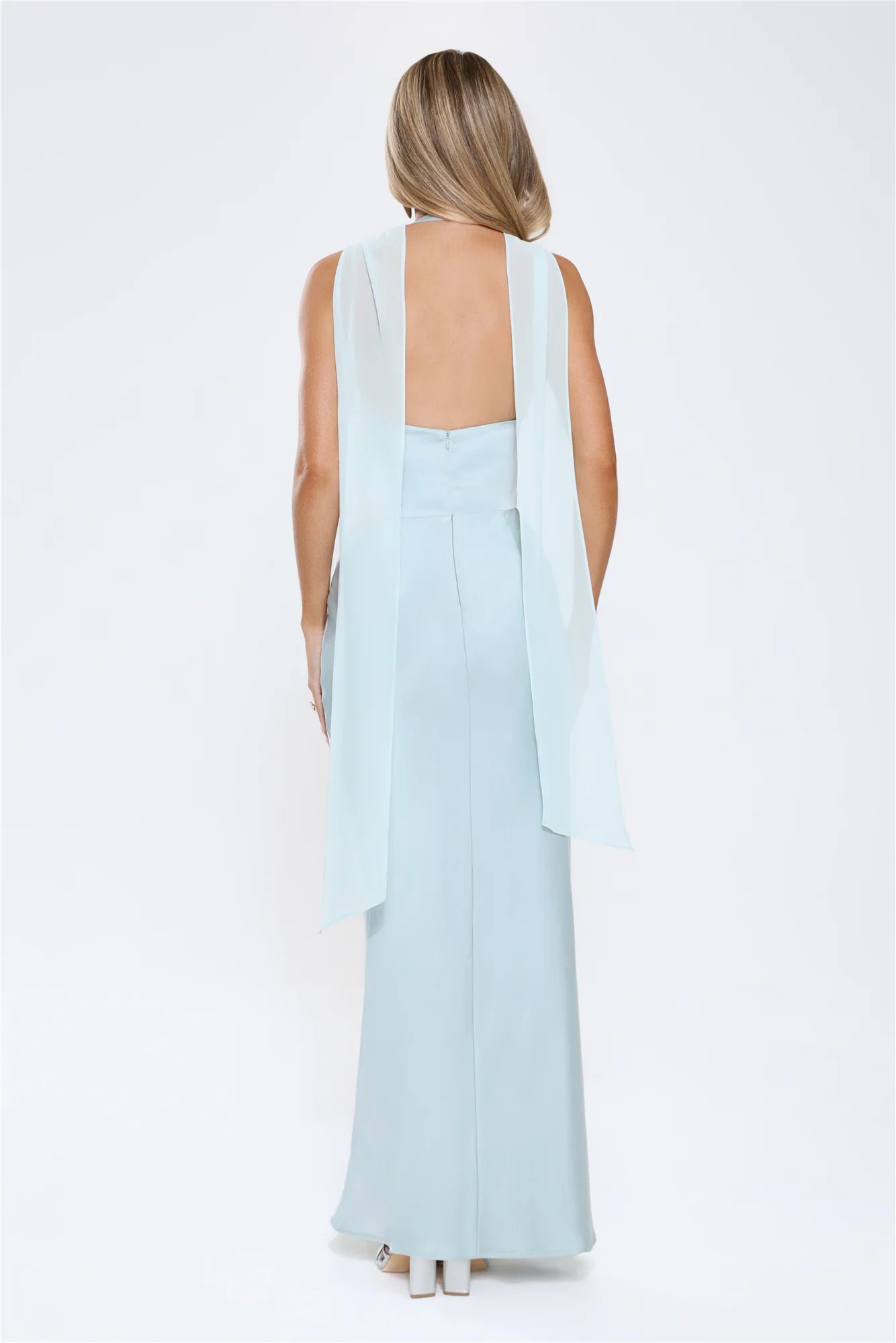 Luxe Obsession Halter Satin Maxi Dress Seafoam