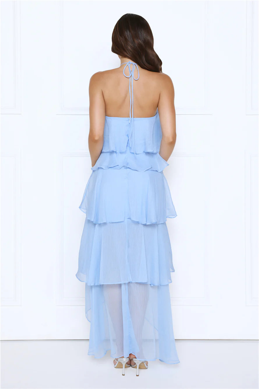 Dreamlight Affair Halter Maxi Dress Blue