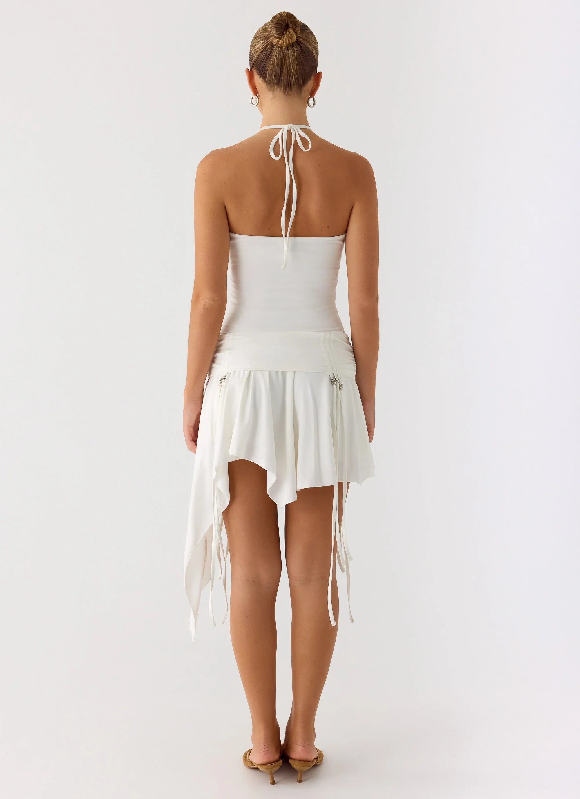 Khalida Jersey Halter Mini Dress - White