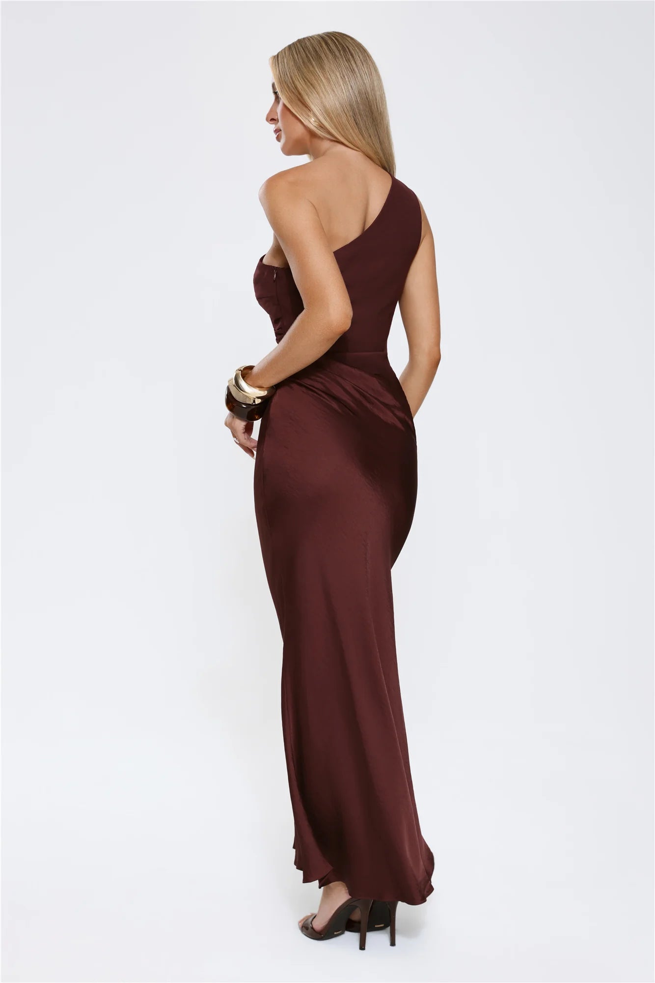 Starlit Darling Satin Maxi Dress Brown