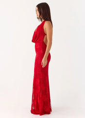Mitchella Lace Maxi Dress - Red