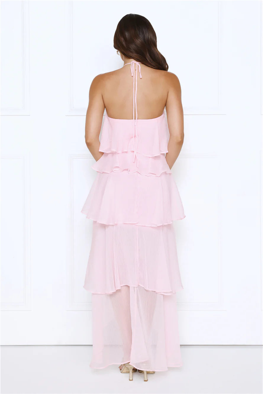 Dreamlight Affair Halter Maxi Dress Pink