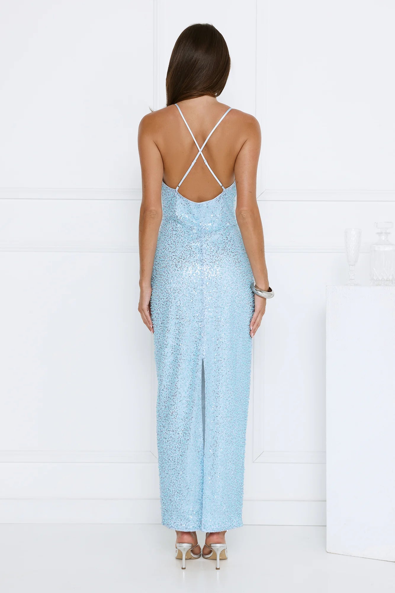 The Shine Collective Sequin Maxi Dress Blue
