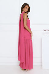 Soirée Glow Strapless Maxi Dress Pink