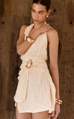 Natural Texture V Neck Belt Shift Dress
